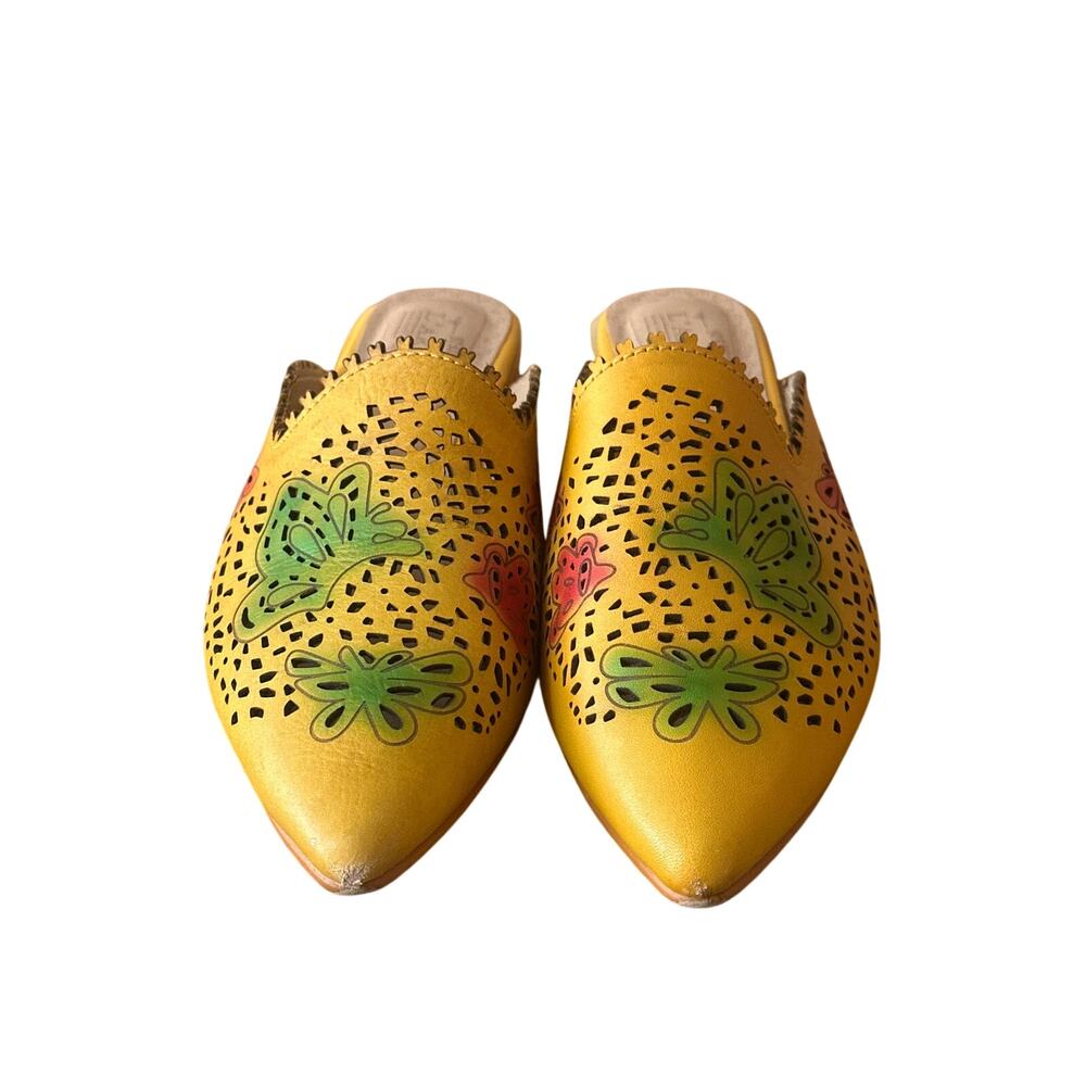 L'Artiste by Spring Step Yellow Leather Galatina Mule Art to wear - Picture 4 of 7
